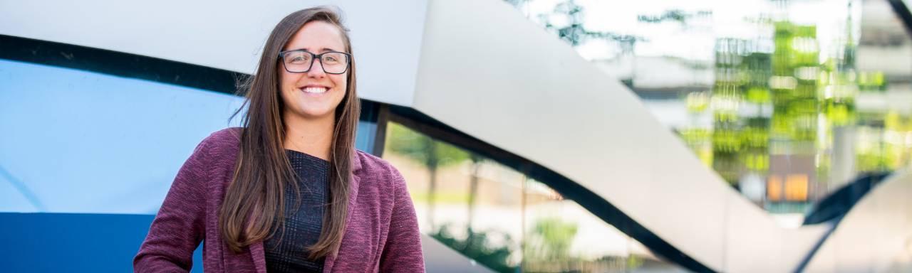 GVSU MHA student smiling proudly.